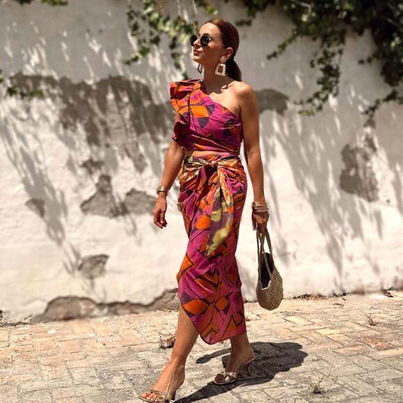 ZARA Co-Ord Set Printed Crop Top and Midi Skirt NWT - Picture 8 of 14